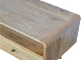 Solid Wood Curved Oak-ish Media Unit, 2 Drawers and Open Slot, Brown B2743P403014