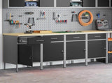 Work Cabinet with Drawer 4 pcs Black and Grey 200 x 55 x 85 cm 3321384