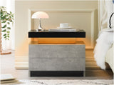Nightstand LED Bedside Table Cabinet Lights Modern End Side with 2 Drawers for Bedroom T3272P450919