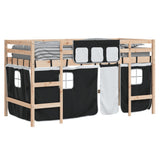 Kids' Loft Bed with Curtains without Mattress White&Black 90x190cm 3206973