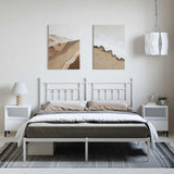 Bed Frame White Powder-Coated Steel Double Bed Frame 353591