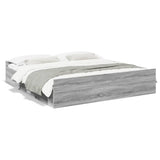 Bed Frame with Drawers without Mattress Grey Sonoma 200x200 cm 3280270