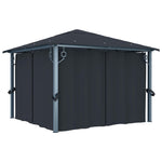ZNTS Gazebo with Curtain&LED String Lights 3x3 m Anthracite Aluminium 3070333