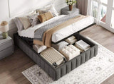 4ft6 Double Upholstered Storage Bed Frame, No Headboard Linen Bed Frame with Hydraulic Storage, N652P396290G