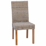 Dining Chair 2 pcs Solid Mahogany Wood Kubu Grey 42012420