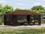 Garden Gazebo with Sidewalls 4 x 3 m Brown Polyester and Steel 900396