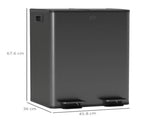 56L Dual Compartment Stainless Steel Bin, with Deodoriser Holders - Black T3398P424964