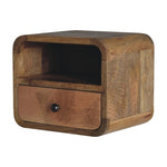 Extra Mini Wall Mounted Curved Oak-ish Bedside with Open Slot IN3902