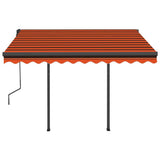 Manual Retractable Awning with LED 3x2.5 m Orange and Brown 3070105