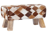 Bench 60 x 30 x 45 cm Real Leather Brown Patchwork 42042108
