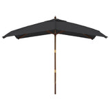 Garden Parasol with Wooden Pole Black 300x300x273 cm 363197