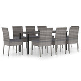 9 Piece Outdoor Dining Set with Cushions Poly Rattan Grey 3100406