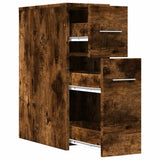 Narrow Bathroom Cupboard with Wheels Smoked Oak Engineered Wood 855281
