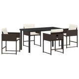 Garden Dining Set with Cushion 5 pcs Brown Poly Rattan 3380017
