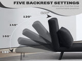 4-in-1 Velvet-Feel Single Chair Bed, with Pillow - Black T3398P328266