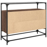 Sideboard with Glass Top Brown Oak 98x35x81 cm Engineered Wood 846073