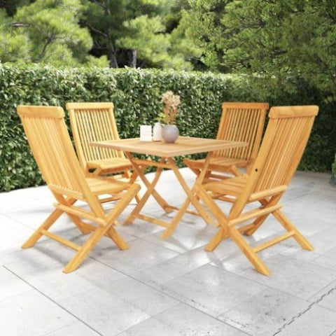 5 Piece Garden Dining Set Solid Teak Wood 3059583