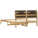 Bed Frame with Upholstered Headboard Whitewash and Taupe 904081