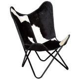 Butterfly Chair Black and White Real Cowhide Leather 243729