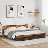 Bed Frame with Headboard Old Wood 200 x 200 cm Engineered Wood 3403601