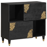 Sideboard with Shelf Black 80 x 33 x 75 cm Solid Mango Wood 4018835