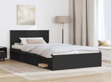 Bed Frame with Headboard Black 100 x 200 cm Solid Pine Wood 3410637
