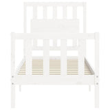 Bed Frame without Mattress White Small Single Solid Wood Pine 3192387