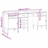Work Cabinet with Drawer 4 pcs Black Engineered Wood and Steel 3321382