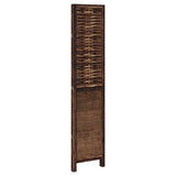Room Divider 3 Panels Dark Brown Solid Wood Paulownia 358702
