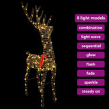 3D Reindeer 140 LEDs Warm white 70 x 41 x 128 cm Rattan 42019057