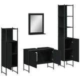 4 Piece Bathroom Cabinet Set Black Engineered Wood 3214359