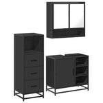 ZNTS 3 Piece Bathroom Furniture Set Black Engineered Wood 3301055