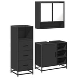 ZNTS 3 Piece Bathroom Furniture Set Black Engineered Wood 3301055