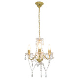 Chandelier with Beads Golden Round 3 x E14 281600