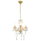 Chandelier with Beads Golden Round 3 x E14 281600