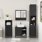 ZNTS 3 Piece Bathroom Furniture Set Black Engineered Wood 3301055