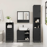 ZNTS 3 Piece Bathroom Furniture Set Black Engineered Wood 3301055