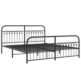 Metal Bed Frame without Mattress with Footboard Black 183x213cm 376623