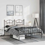 Metal Bed Frame without Mattress with Footboard Black 150x200cm 353459