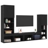 TV Cabinet 4 pcs Black oak Engineered wood 3334391