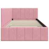 Corner Bed Frame with Headboard Pink 100 cm x 200 cm Velvet 42016320