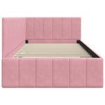 Corner Bed Frame with Headboard Pink 100 x 200 cm Velvet 42016320