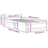 Bed Frame without Mattress Solid Wood 100x200 cm 815034