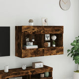 TV Wall Cabinet with LED Lights Smoked Oak 98.5x30x60.5 cm 837110