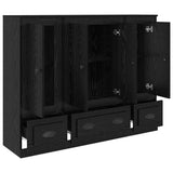 Highboard with Drawer 3 pcs Black Oak Engineered Wood 3402673
