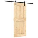Sliding Door Natural and Black 85 x 210 cm Solid Pine Wood 3444919