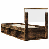 Bed Frame with Headboard Smoked Oak 75 x 190 cm Solid Pine Wood 3410667