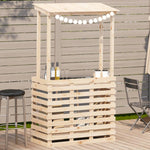 ZNTS Outdoor Bar Table with Roof 112.5x57x195.5 cm Solid Wood 832534