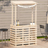 ZNTS Outdoor Bar Table with Roof 112.5x57x195.5 cm Solid Wood 832534