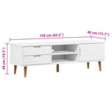 TV Cabinet MOLDE White 158x40x49 cm Solid Wood Pine 350535